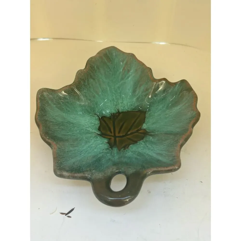 Studio Art Pottery Maple Leaf Trinket Dish Plate Signed McMaster 21 Canada